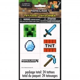 Minecraft Party Tattoos (Set of 24) | Minecraft Party Supplies | Who Wants  2 Party