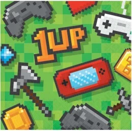 Gaming Party Small Napkins (Pack of 16) | Video Game Party Supplies