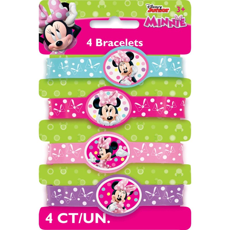 Minnie Mouse Rubber Wristbands (Set of 4) | Minnie Mouse Party Supplies