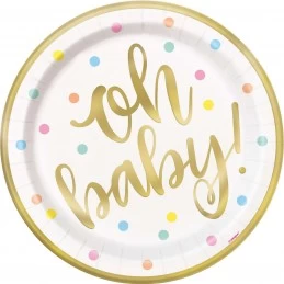 Oh Baby! Baby Shower Large Plates (Pack of 8) | Oh Baby Party Supplies