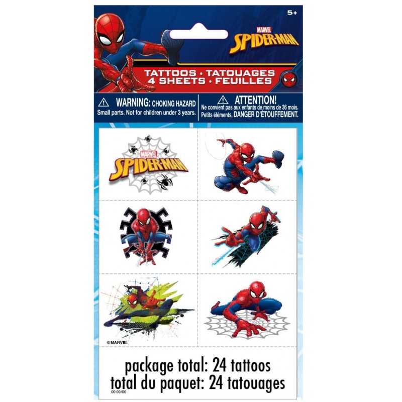 Spiderman Tattoos (Set of 24) | Spiderman Party Supplies