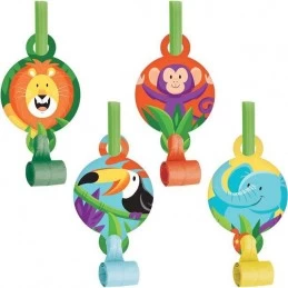 Jungle Safari Party Blowers (Pack of 8) | Jungle Animals Party Supplies