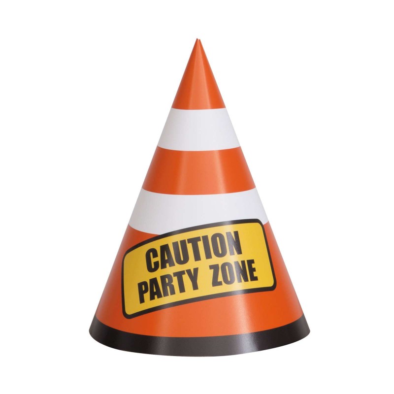 Construction Party Cone Hats (Pack of 8) | Construction Party Supplies