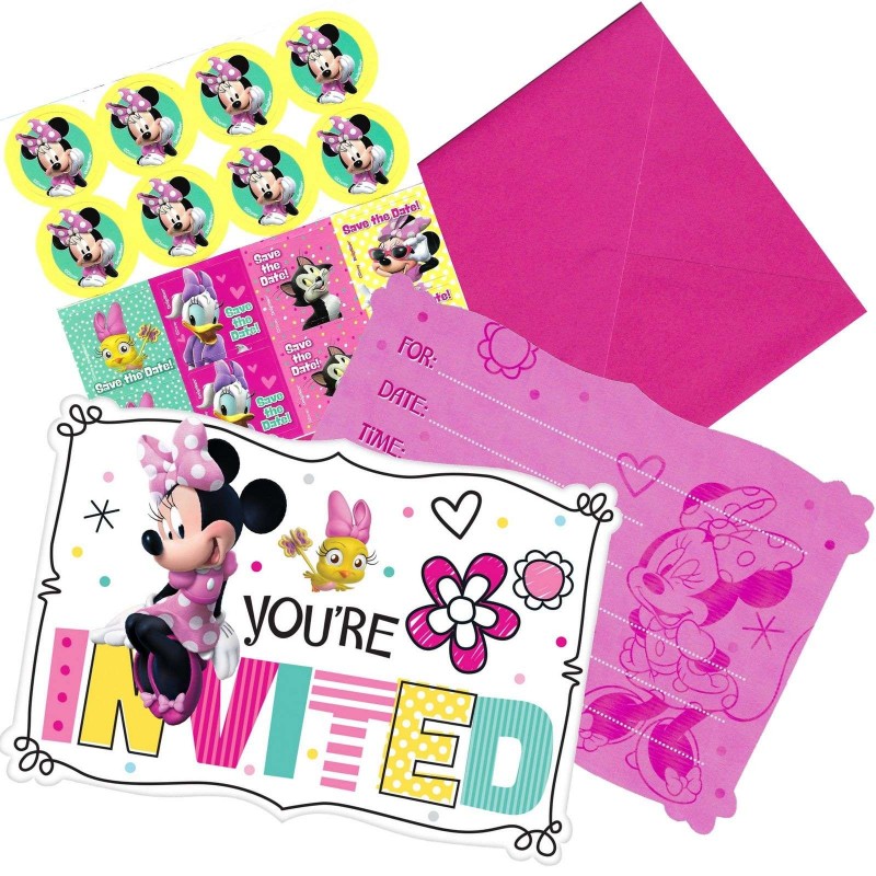 Minnie Mouse Birthday Party Invitations Set (Pack of 8) | Discontinued Party Supplies