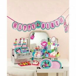 Spa Party Happy Birthday Banner | Spa Party Party Supplies