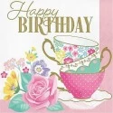 Floral Tea Party Happy Birthday Large Napkins (Pack of 16)