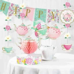 Floral Tea Party Happy Birthday Banner | Floral Tea Party Party Supplies