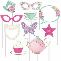 Floral Tea Party Photo Booth Props (Set of 10) | Floral Tea Party Party Supplies