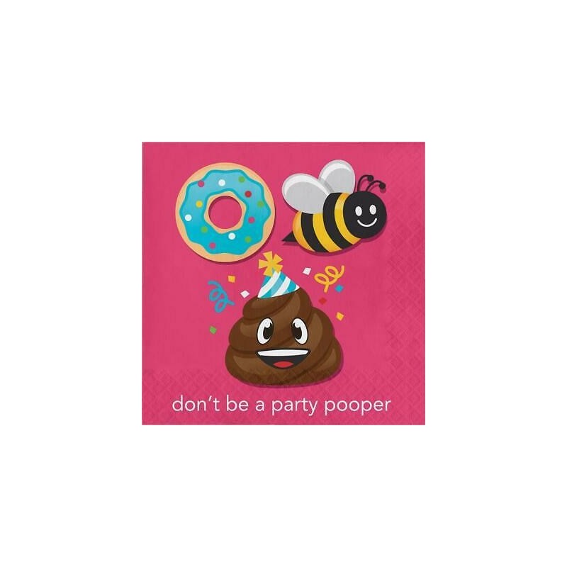 Emoji Party Pooper Large Napkins (Pack of 16) | Emoji Party Supplies