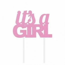It's A Girl Pink Glitter Cake Topper | Decorations Party Supplies