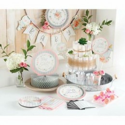 Farmhouse Floral Large Plates (Pack of 8) | Floral Baby Girl Party Supplies