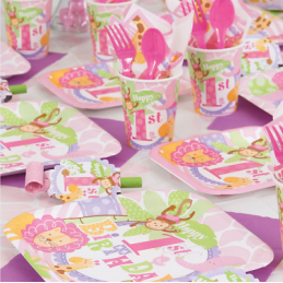 Girls Safari 1st Birthday Loot Bags (Pack of 8) | Girls Jungle 1st Birthday Party Supplies