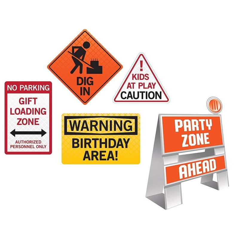 Construction Big Dig Sign Decorations Set Of 5 Party Supplies Who