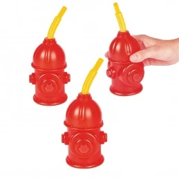 Fire Hydrant Cups with Straws (Pack of 8) | Fire Engine