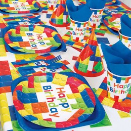Block Party Small Plates (Pack of 8) | Lego Party Supplies